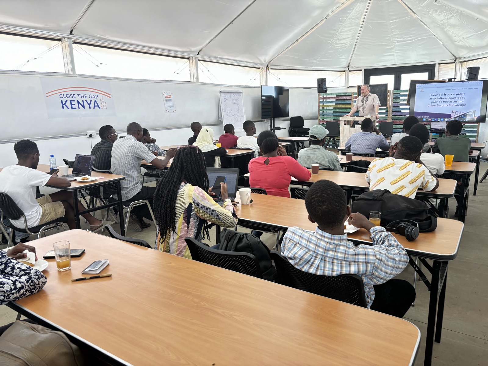 Students attending the Cylander cyber security course kickoff in Mombasa